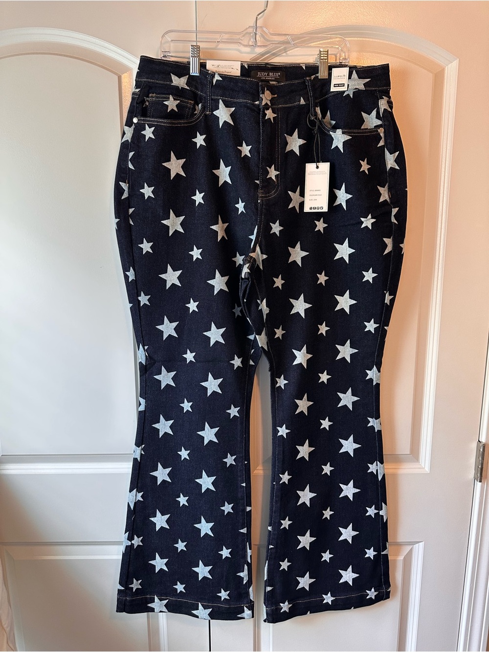 Judy Blue Navy Star Print Wide Leg Jeans